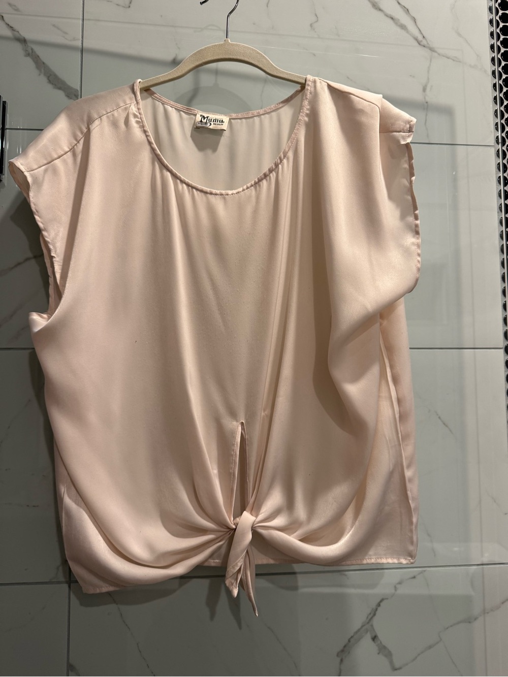 Show Me Your Mumu Ivory Tie-Front Cap Sleeve silk Blouse